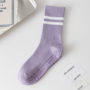 Chaussettes De Yoga Mi-Mollet À Rayures Sportives Et Rebond Léger h5 Image2