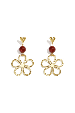 Boucles D'Oreilles Pendantes En Acier Inoxydable, Motif Fleur, Collection Daily Simple, Bijoux Pour Femmes h5 Image3
