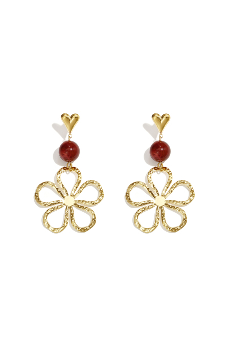 Boucles D'Oreilles Pendantes En Acier Inoxydable, Motif Fleur, Collection Daily Simple, Bijoux Pour Femmes