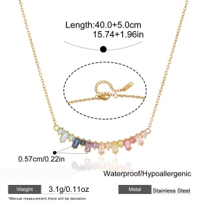 Colliers Pendentifs Pour Femmes, Élégants Et Rectangulaires, En Acier Inoxydable, Couleur Or, Avec Zircon, Étanches Et De Couleur Dorée. h5 