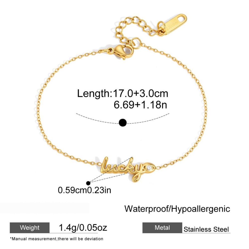 Bracelet À Breloques Pour Femme Simple Series Elegant Devil'S Eye En Acier Inoxydable Étanche Avec Zircon 