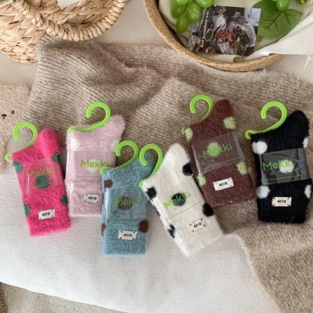 Chaussettes mi-mollet à pois décontractés et rebondissants, color clash à pois