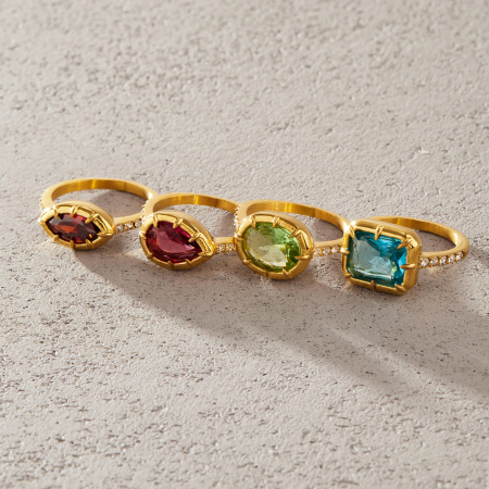 Bagues pour femmes en acier inoxydable doré, étanches, de forme géométrique élégante et serties de zircon, collection Luxueuse.