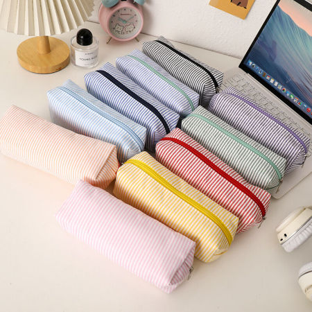 Pochettes à stylos Simple Series Daily en polyester à rayures unies