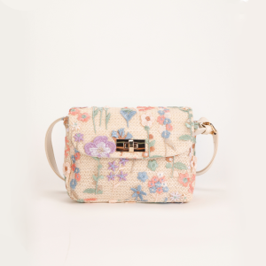 Sacs À Bandoulière Carrés Pour Femmes, Style Décontracté, Brodés De Fleurs Et Tissés En Raphia. h5 Image2