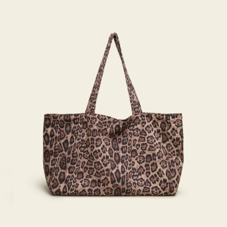 Sacs cabas femme en toile à imprimé léopard, style décontracté 2