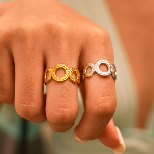 Bagues Pour Femmes Simple Series Daily Circle En Acier Inoxydable Étanche Couleur Or h5 Image4