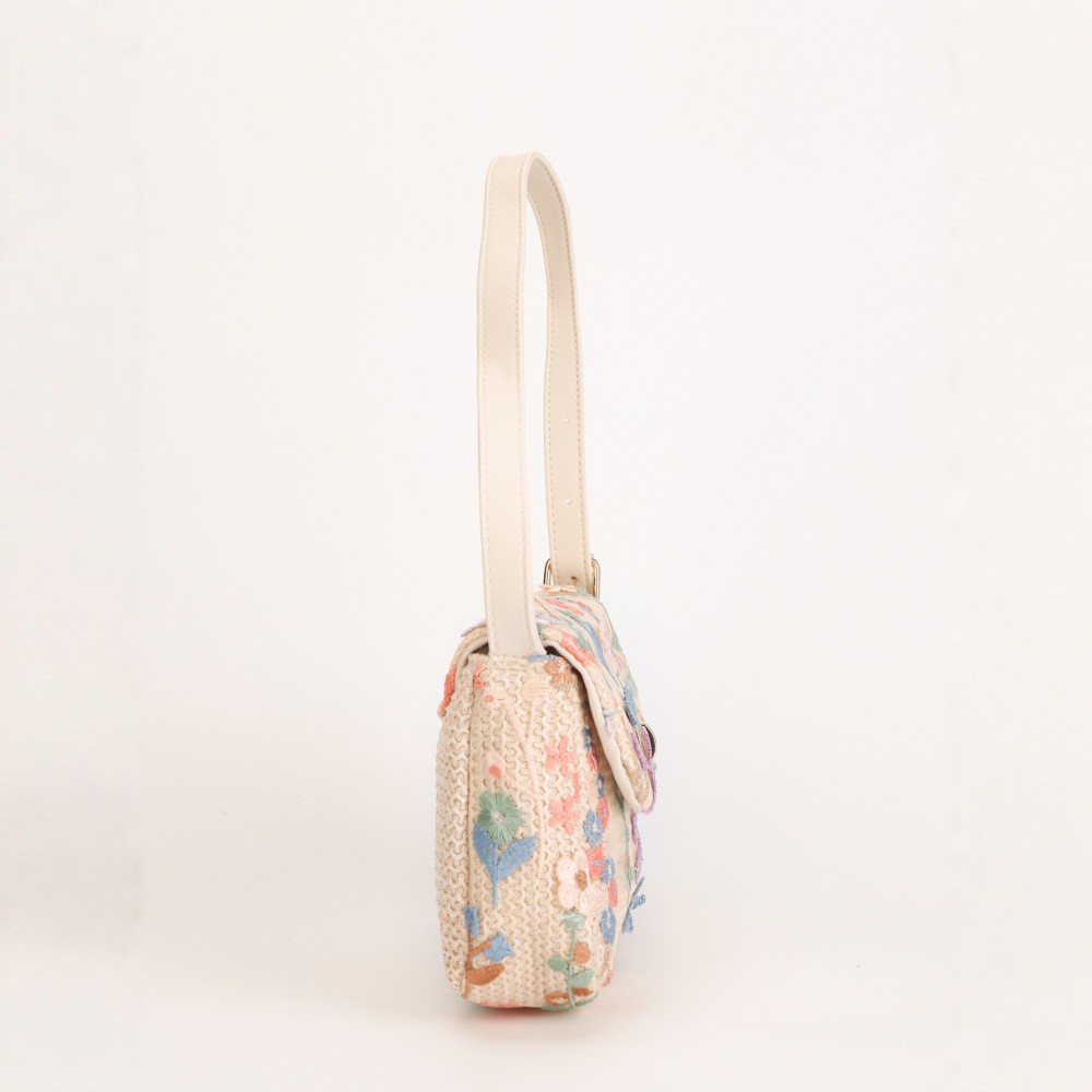 Sacs À Bandoulière Carrés Pour Femmes, Style Décontracté, Brodés De Fleurs Et Tissés En Raphia. Image5