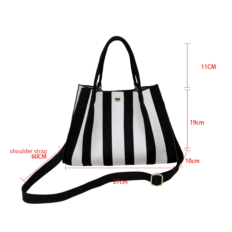 Sacs À Main Carrés Pour Femmes, Style Décontracté, Rayures Tissées, Couleurs Mélangées, En Polyester Tissé Image6
