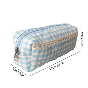 Pochettes À Stylos En Tissu À Carreaux Doux De La Série Simple h5 Image6