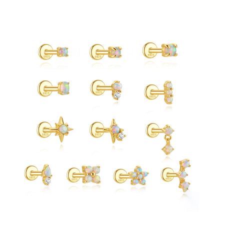 Boucles d'oreilles élégantes et irrégulières de la collection romantique, couleur or, en argent sterling 925.