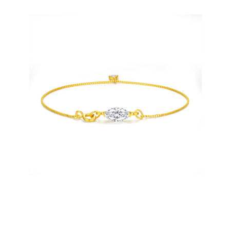 Bracelet en argent sterling 925 plaqué rhodium couleur moissanite, collection Simple et élégante