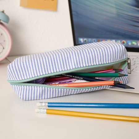Pochettes à stylos Simple Series Daily en polyester à rayures unies 2