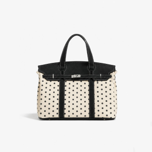 Sacs À Main Carrés Pour Femmes En Toile, Style Décontracté, Avec Quincaillerie Métallique, Patchwork Uni Et À Pois. h5 