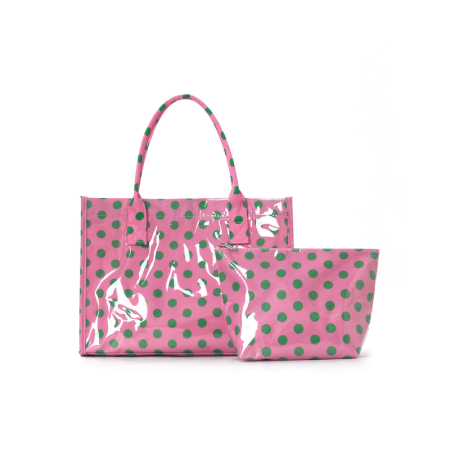 Sac cabas femme en PVC imprimé à pois unis, style décontracté 2
