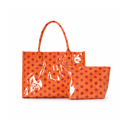 Sac cabas femme en PVC imprimé à pois unis, style décontracté