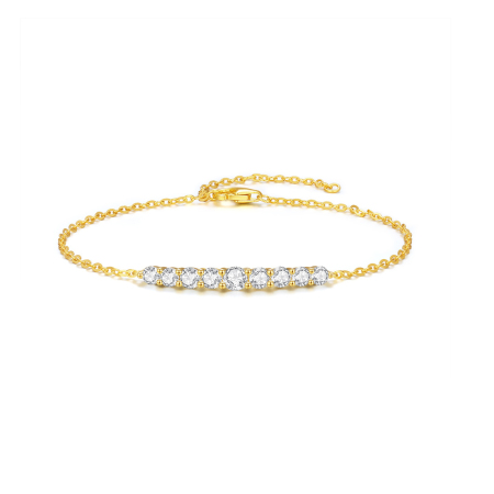 Bracelet élégant en argent sterling 925 couleur or et moissanite pour femme, collection Simple Series.