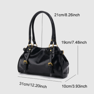 Sacs À Main Bowling Pour Femmes, Style Streetwear, En Pu Uni, Avec Quincaillerie Métallique h5 