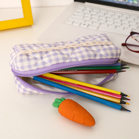 Pochettes à stylos en tissu à carreaux doux de la série Simple 2