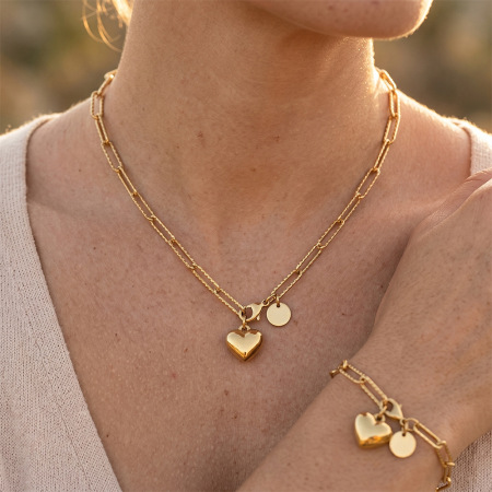 Collier pendentif femme Simple Series Elegant Heart Chain en acier inoxydable étanche couleur or