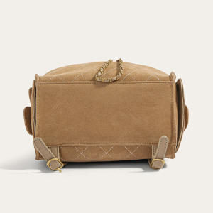 Sac À Dos Femme En Daim Uni, Style Décontracté, Surpiqûres Matelassées, Finitions Métalliques, Coloris Uni. h5 Image5