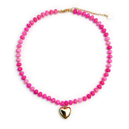 Colliers de perles pour femmes, collection Simple, en forme de cœur, avec pierres naturelles