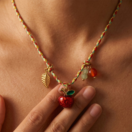 Colliers tressés pour femmes, en acier inoxydable, couleur or, motif fruits mignons, collection romantique