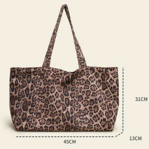 Sacs Cabas Femme En Toile À Imprimé Léopard, Style Décontracté h5 Image7