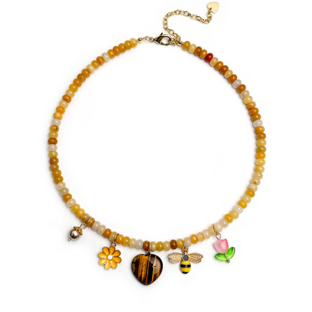 Colliers de perles pour femmes, collection romantique, motif floral en forme de cœur, style océanique, pierres naturelles