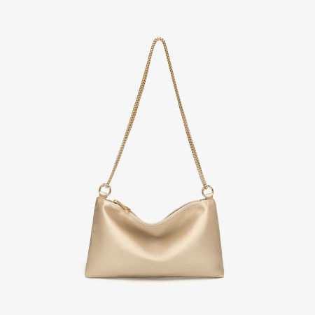 Sacs à bandoulière carrés pour femmes, style minimaliste, finitions métalliques, couleur unie, en polyester