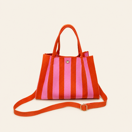 Sacs à main carrés pour femmes, style décontracté, rayures tissées, couleurs mélangées, en polyester tissé 2