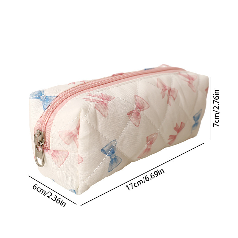 Pochettes À Stylos En Polyester Doux, Motif Fleur, Cœur Et Nœud Papillon, Style Cerise, Collection Simple Series h5Image6
