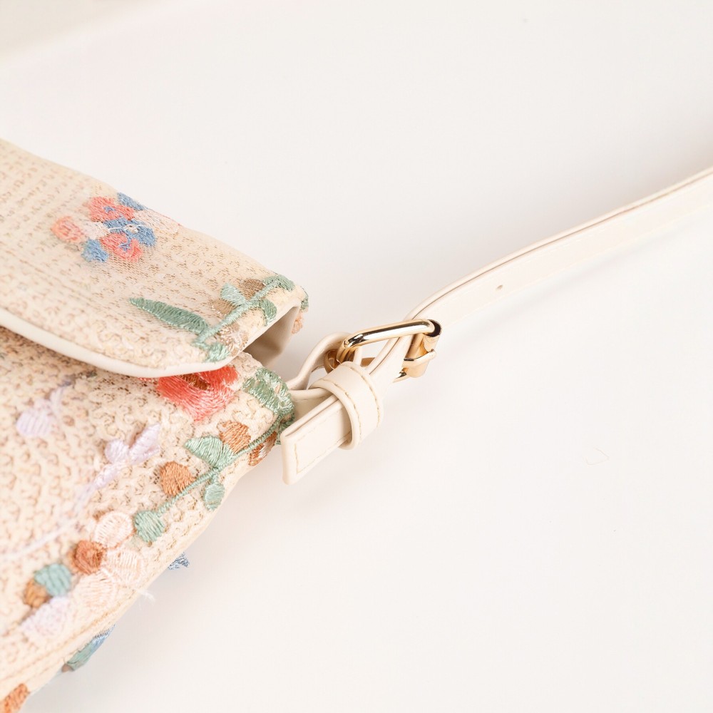 Sacs À Bandoulière Carrés Pour Femmes, Style Décontracté, Brodés De Fleurs Et Tissés En Raphia. Image4