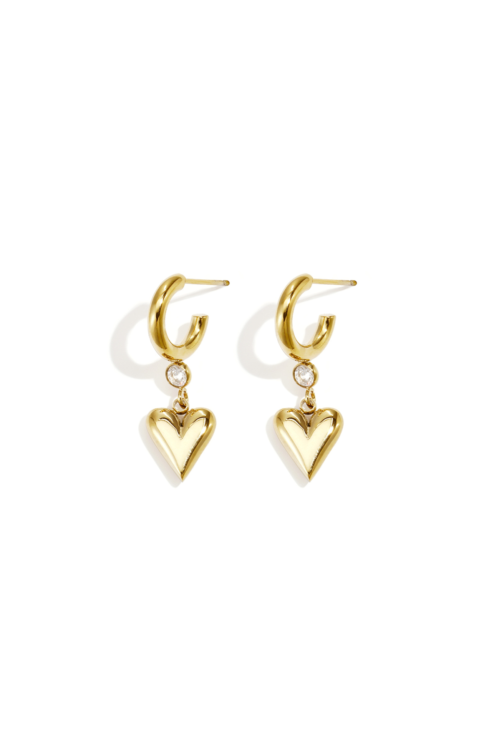 Boucles D'Oreilles Pendantes En Acier Inoxydable En Forme De Cœur, Collection Daily Simple, Bijoux Pour Femmes 