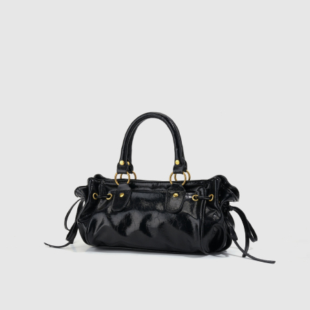 Sacs à main bowling pour femmes, style streetwear, en PU uni, avec quincaillerie métallique 2