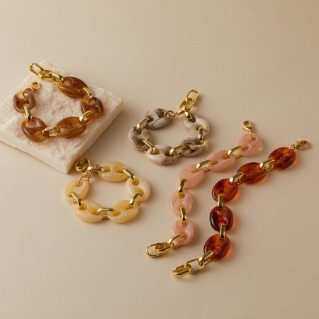 Bracelets en acrylique pour femmes, style rétro, forme irrégulière, avec perles