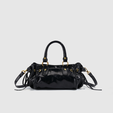Sacs à main bowling pour femmes, style streetwear, en PU uni, avec quincaillerie métallique