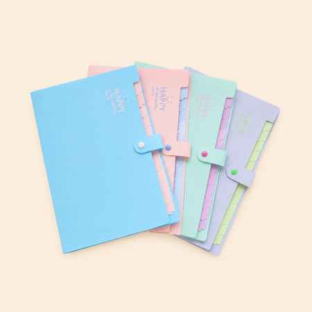 Classeurs et pochettes à lettres quotidiennes Simple Series PP de couleurs assorties avec visage souriant 2