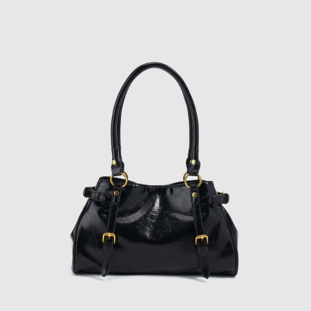 Sacs à main bowling pour femmes, style streetwear, en PU uni, avec quincaillerie métallique