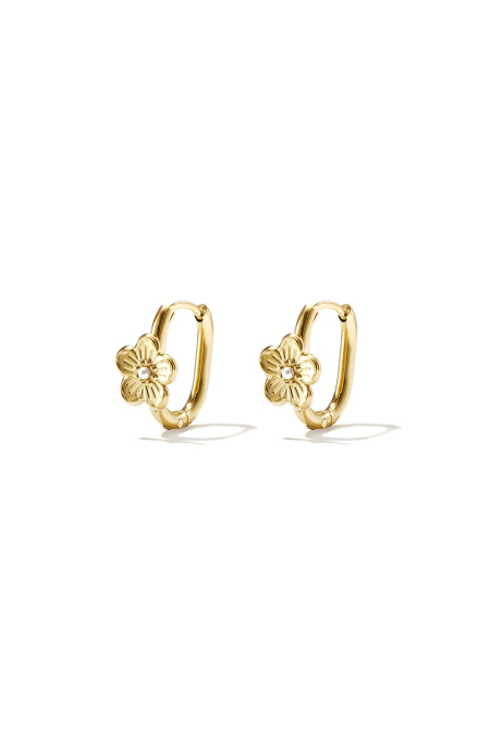 Boucles d'oreilles créoles en acier inoxydable, motif floral, collection Daily Simple, bijoux pour femmes