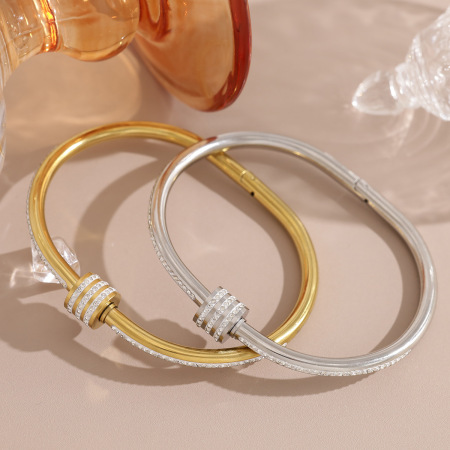 Bracelets pour femmes en acier inoxydable imperméable, de forme géométrique simple, couleur or, ornés de strass