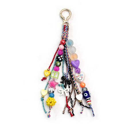 Collection ethnique bohème, nœud papillon en forme de cœur et d'œil de diable, style océanique, pompon, perles, étoile de mer, forme géométrique, breloques en résine pour sac