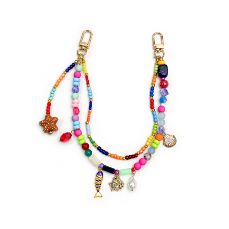 Collection luxueuse de perles de style océanique pour les vacances, couleurs assorties, coquillages, étoiles de mer, breloques de sac en métal