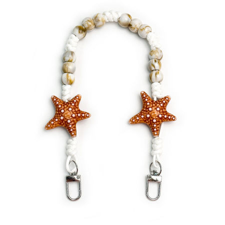 Chaîne de téléphone ethnique décontractée style océanique avec perles en forme d'étoile de mer et dégradé de couleurs en résine