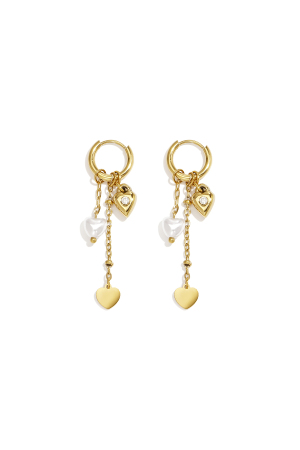 Boucles D'Oreilles Pendantes En Acier Inoxydable En Forme De Cœur, Collection Simple Daily Simple, Bijoux Pour Femmes h5 