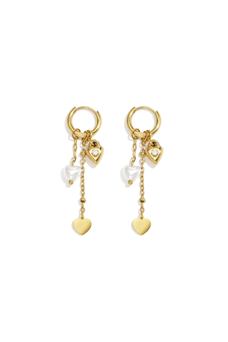 Boucles d'oreilles pendantes en acier inoxydable en forme de cœur, collection Simple Daily Simple, bijoux pour femmes