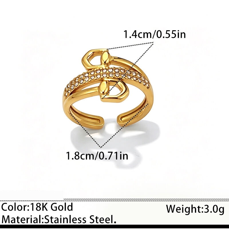 Bagues Imposantes En Acier Inoxydable De Forme Irrégulière, Étanches, Couleur Or, Ornées De Strass. 