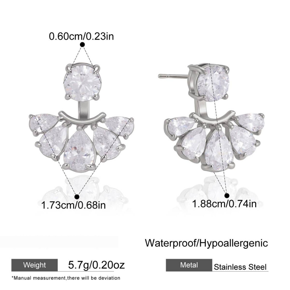 Boucles D'Oreilles Puces Pour Femme, Style Romantique Et Élégant, En Acier Inoxydable, Imperméables, Couleur Or, Avec Zircon, En Forme De Goutte De Fleur.