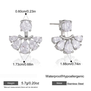 Boucles D'Oreilles Puces Pour Femme, Style Romantique Et Élégant, En Acier Inoxydable, Imperméables, Couleur Or, Avec Zircon, En Forme De Goutte De Fleur. h5