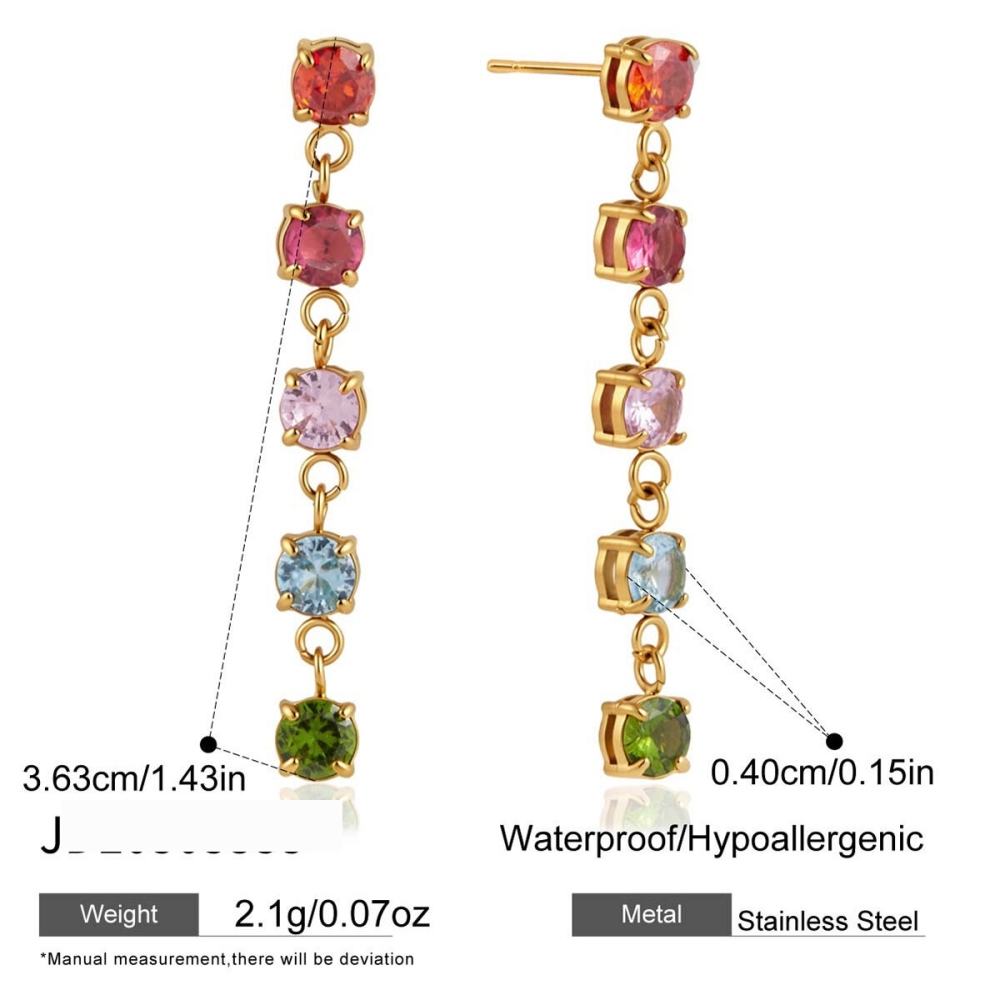 Boucles D'Oreilles Pendantes Élégantes Pour Femmes, En Acier Inoxydable Imperméable, Couleur Or, Avec Pompon Et Zircon.